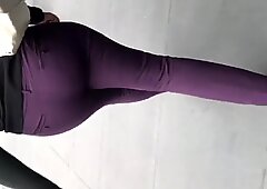 Big booty milf in purple dress pants